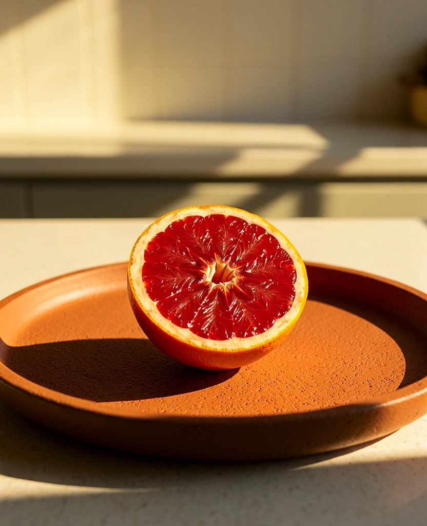 Frische Blutorange im Morgenlicht